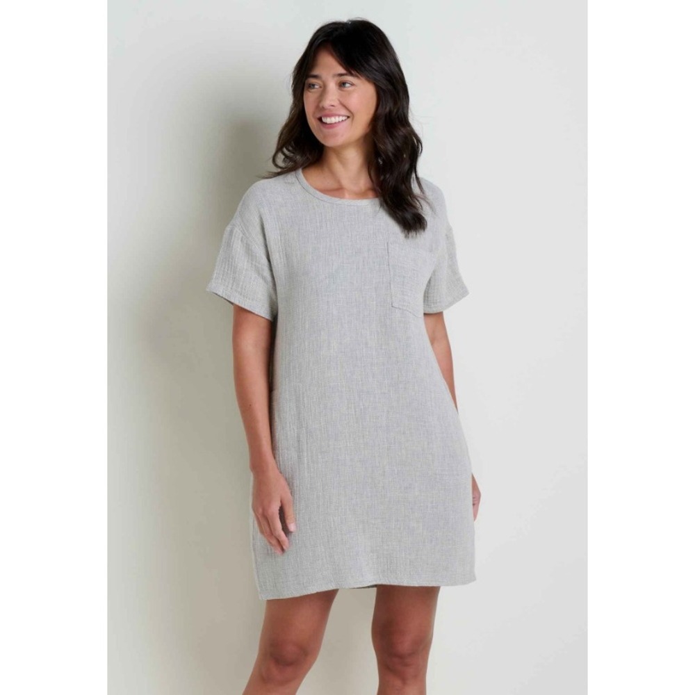 Toad&Co Tate Double Weave SS Dress Salt Hemp Organic Cotton Minimalist Small NWT